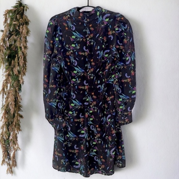 Tanya Taylor Black Clarisse Long Sleeve Silk Dress Size 4 - Picture 9 of 14